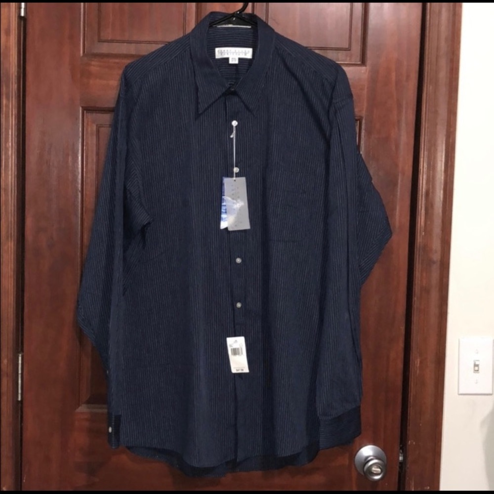 Perry Ellis Portfolio Striped Blue Dress Shirt